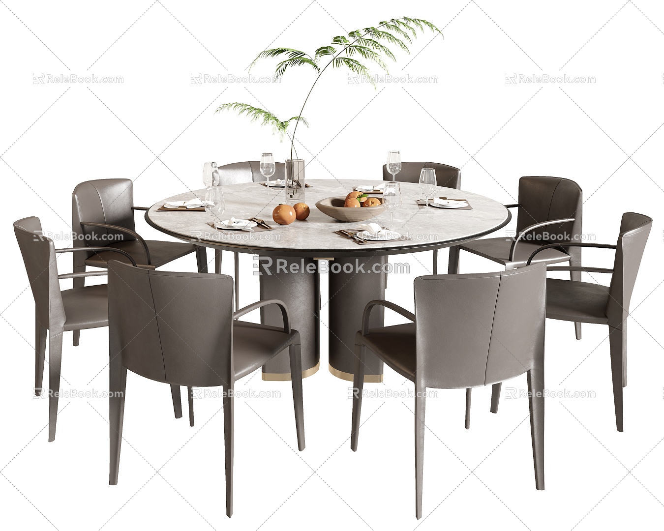 Dining Table and Chair Round Dining Table Dining Chair Single Chair Chair Dining Table Jewelry Ornaments model