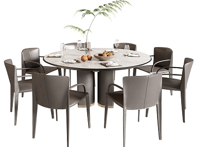 Dining Table and Chair Round Dining Table Dining Chair Single Chair Dining Table Jewelry Ornaments model