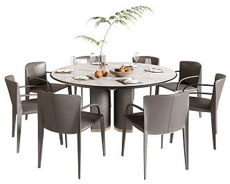 Dining Table and Chair Round Dining Table Dining Chair Single Chair Dining Table Jewelry Ornaments 3d model