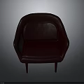 Burgundy Leather Armchair Modern Design With Curved Backrest Comfortable Seat And Slim Legs