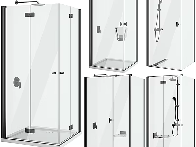 Modern Glass Shower Sauna Enclosures With Various Door Designs And Shower Systems 3d model