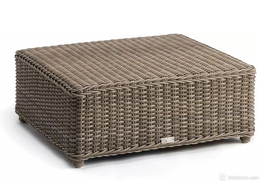 Brown Wicker Shoe Bench With Square Storage Design For Home Entryway 3d model 