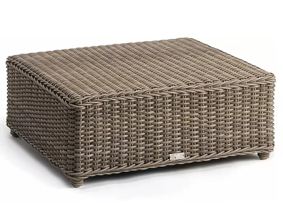 Brown Wicker Shoe Bench With Square Storage Design For Home Entryway 3d model