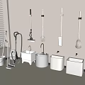 White Utility Space Featuring Wall Mounted Cleaning Tools Sinks And Vacuum Cleaner 3d model