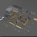 Security Access Control System With Guard Booth Barriers Entry Gates And Control Devices 3d model