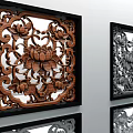 Chinese-style openwork window openwork 3d model