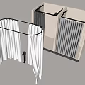 Modern Shower and Sauna Design With Curtain Rack and Slatted Panels