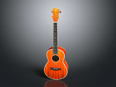 Glossy Orange Wooden Ukulele as Practical Daily Living Item with Classic Shape 3d model