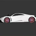Sleek White Sports Car With Black Roof Red Wheels And Unique Design