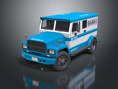 Blue And White Brinks Security Armored Military Vehicle For Secure Transport 3d model