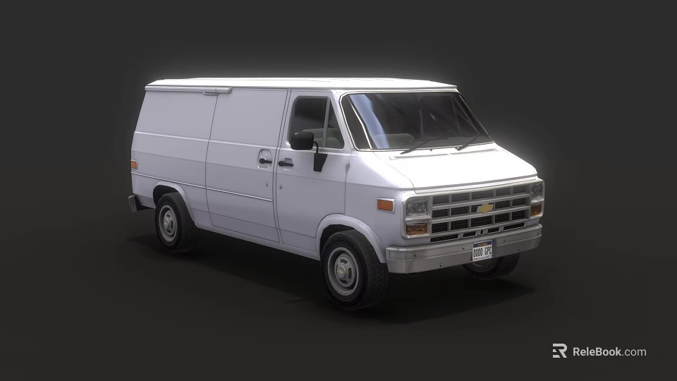 White Classic Cargo Van With Boxy Shape And Front Exterior Design 3d model