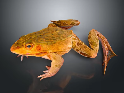 Vibrant Orange Brown Spotted Frog With Long Legs On Dark Isolated Background 3d model