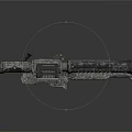 Futuristic Tactical Weapon With Intricate Mechanical Design And Metallic Camouflage Texture