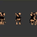 Cartoon Brown And White Dogs Arranged In Circle On Gray Background