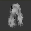 White and Gray Long Curly Layered Wig 3D Model with Realistic Texture 3d model