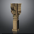 Classical Architectural Column With Intricate Carvings And Ornate Stone Structure