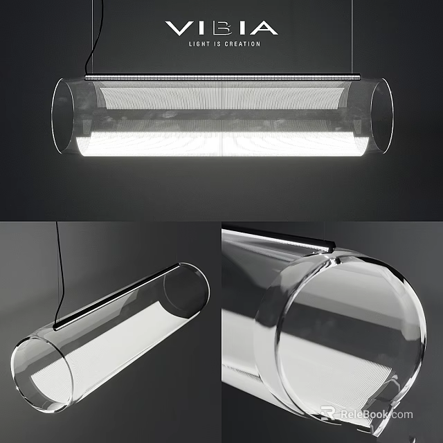 Modern Minimalist Cylindrical Transparent Glass Chandelier With Bright Lighting And Sleek Design 3d model 