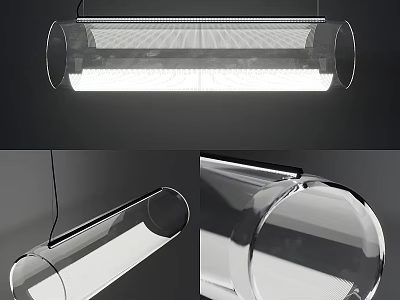 Modern Minimalist Cylindrical Transparent Glass Chandelier With Bright Lighting And Sleek Design 3d model