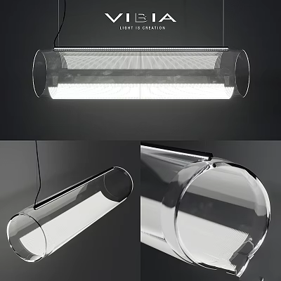 Modern Minimalist Cylindrical Transparent Glass Chandelier With Bright Lighting And Sleek Design 3d model