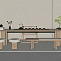 Modern Tea Table and Chair Tea Table and Chair Combination 3d model