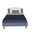 Single Bed With Gray Upholstered Frame Dark Gray Mattress And White Pillow
