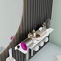 Modern Bathroom Accessories With Wall Mounted White Shelf Toothbrush Holder Electric Toothbrush Comb And Toiletries