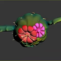 Cartoon Cactus Character With Green Body Waving Arm Yellow Face Features And Flower Decorated Head