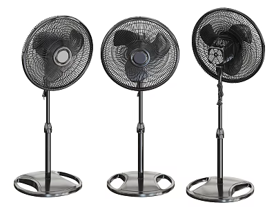 Black Air Cooler Fans With Adjustable Height And Stable Base Set Of Three 3d model