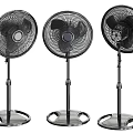 Black Air Cooler Fans With Adjustable Height And Stable Base Set Of Three
