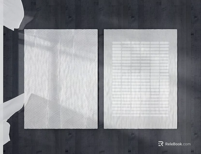 Two Square Rugs With Geometric Patterns And Striped Designs For Interior Decor 3d model