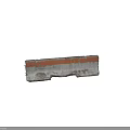 Worn Gray Concrete Road Curb with Orange Stripe and Metal Fasteners