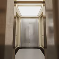 Modern Elevator Hallway With Bronze Door Floor B Sign And Marble Stools 3d model