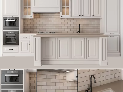 Modern Kitchen Design With White Cabinets Appliances And Tile Backsplash 3d model