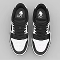 Black And White Classic Sneakers With Lace Up Design And White Rubber Outsole