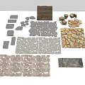 Natural Stone Stepping Stones With Irregular Shapes For Garden Path Design 3d model