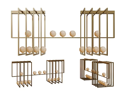 Modern Chandeliers With Geometric Metal Frames And Spherical Elements In Multiple Designs 3d model