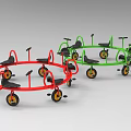 Colorful Circular Children's Playground Equipment With Red Green Seats And Wheels