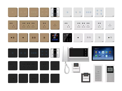 Various Colors Modern Switch Panels With Sockets Touch Screen And Multiple Configurations 3d model