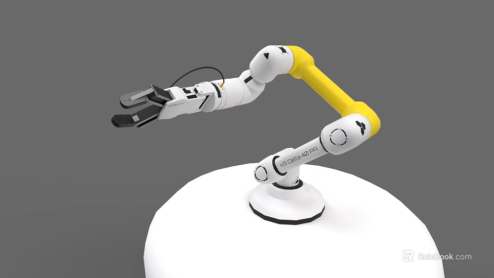 Advanced Industrial Robotic Arm Equipment With White Yellow Design Mechanical Joints And Gripper 3d model 