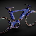 Futuristic Blue Bicycle With Sleek Modern Frame And Glowing LED Wheels