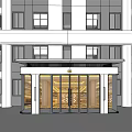 Modern Storefront Entrance Design With Marble Facade Glass Doors And Lighting