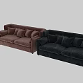 Blue Velvet Sofa With Multiple Soft Cushions For Modern Interior Design 3d model