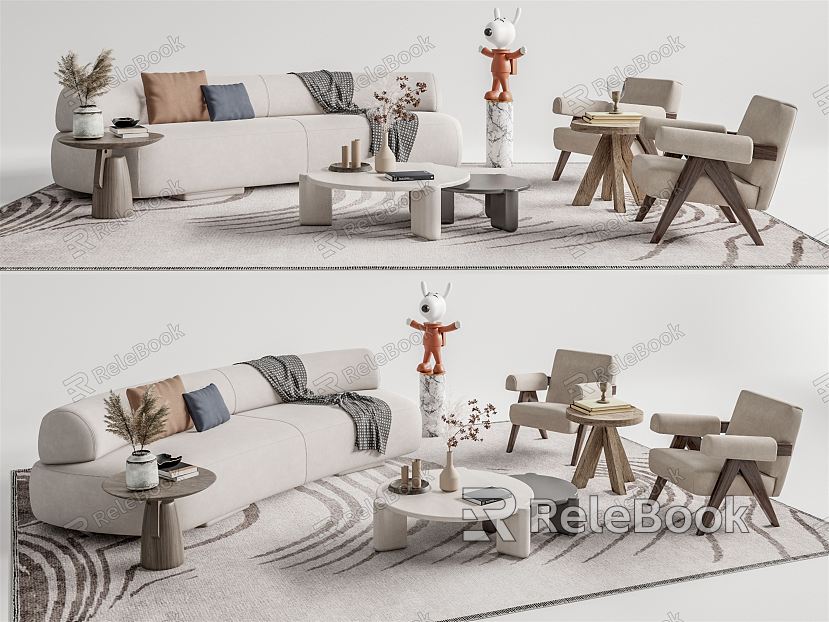 Modern sofa coffee table combination model