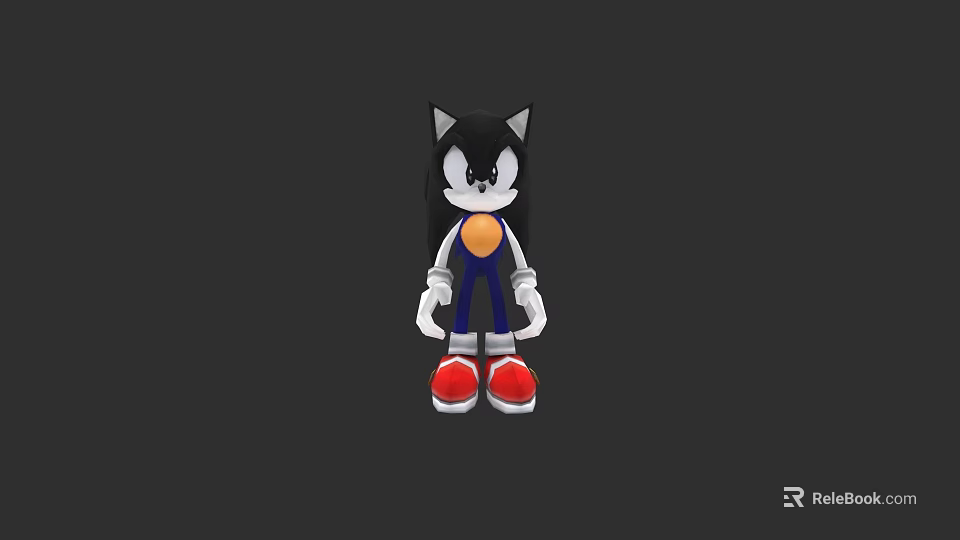 Game and Movie Character Featuring Black Body White Gloves Blue Pants Red Shoes Yellow Circle 3d model 