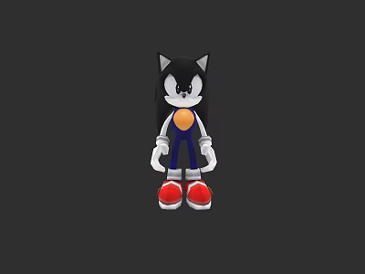 Game and Movie Character Featuring Black Body White Gloves Blue Pants Red Shoes Yellow Circle 3d model