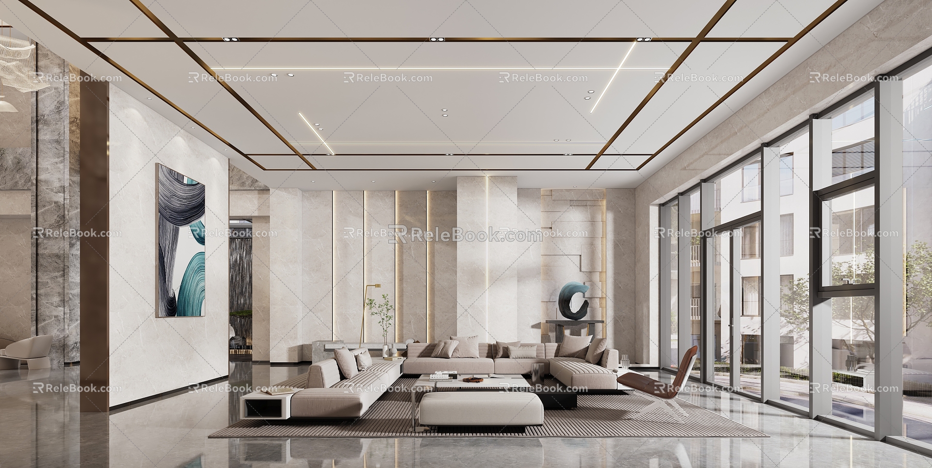 Modern reception area 3d model