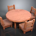 Simple Solid Wood Dining Set With Round Table And Four Wooden Chairs