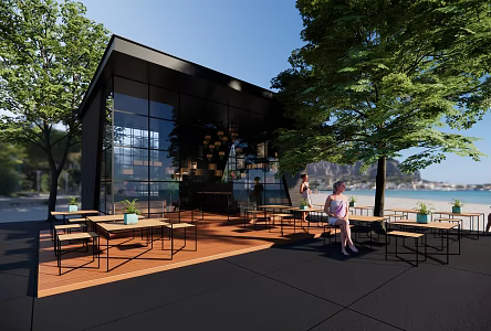 Modern Cafe Building 3d model