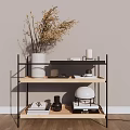 Decorative Ornament Combination with Vase Dried Flowers Candle and Books on Wooden Shelf