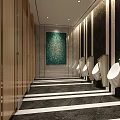 Elegant Modern Public Toilet Interior With Clean Stalls Urinals And Artwork Design